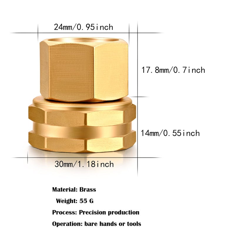 YELUN Solid brass Garden Hose Fittings Connectors Adapter Heavy Duty Brass Repair Female to Female Double Female dual water hose connector(3/4 "" GHT Female to 1/2 "" NPT Female) 2 Pcs - Image 2